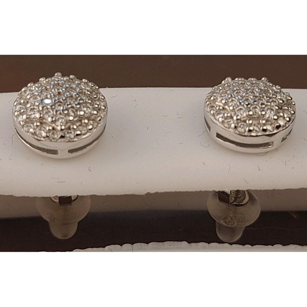 Moissanite Cluster Studs Sterling Silver Round .64ctw VVS D 106032 124-925MNT - Picture 5 of 5